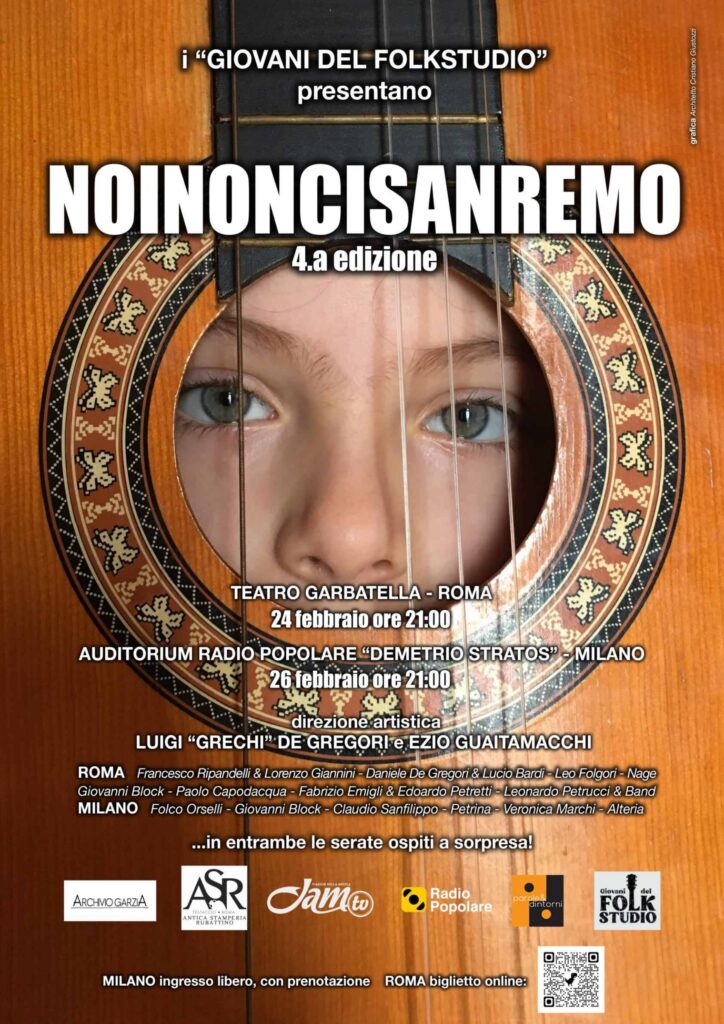 "Noinoncisanremo": a Roma e Milano la quarta edizione realizzata dai Giovani del Folkstudio 1 Locandina NOINONCISANREMO page 0001 1